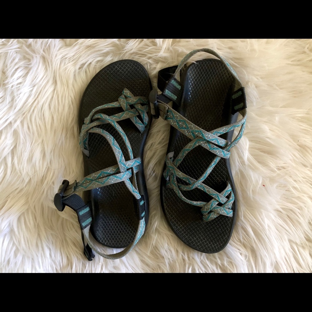 Teal & Gray Chacos Size 8